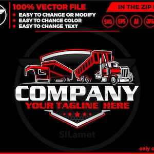 dump truck and dump trailer logo, dump trailer rental logo, truck pickup logo svg, Dumpster Logo , dump rental logo, dump roll off truck