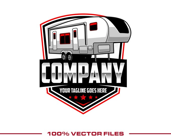 Fifth Wheel Logo: Fully Editable, Camper Trailer Rental SVG Vector Design