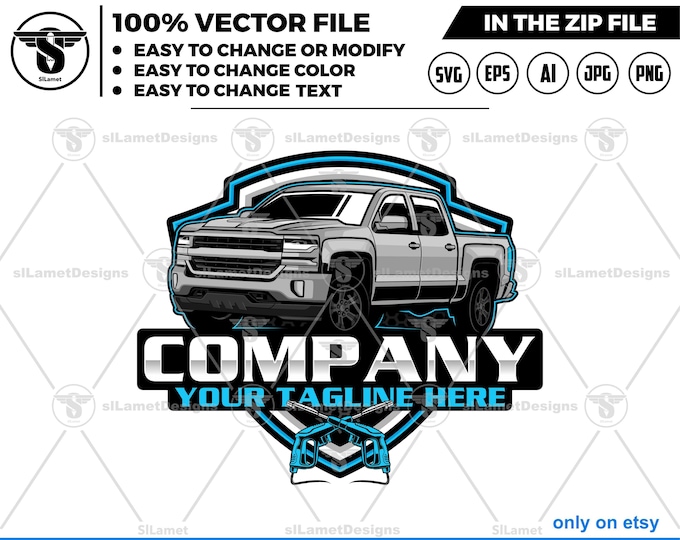 auto detailing - car detailing logo - Car Detailing Services logo - pickup wash logo template - car clean logo - pickup pressure wash logo