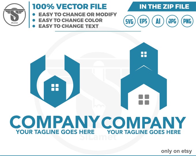 repair house logo - home improvement logo - wrench house logo - minimalis house logo - Real Estate Logo - Logo Design Template - Real Estate