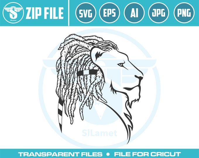 dreadlocks lion svg, Lion svg, Lion head svg, Instant Download,SVG, PNG, EPS, dxf, jpg digital download Image Cut File for Cricut Silhouette