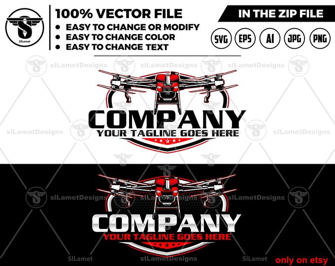 Agricultural Drone Logo - Farm Drone Logo Template - Digital Download - Precision Farming Branding Design - Agras T50