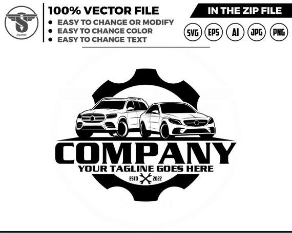 Car repair logo template - Car repairing vector SVG - Automobile and gear logo