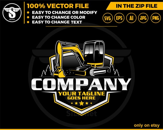 mini excavator logo svg, Excavator Clipart, Excavator svg, Excavator png, Heavy Equipment svg, Construction Logo svg SVG file