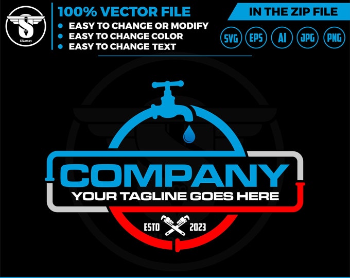 plumbing logo -Plumbing services logo - plumber logo - repair plumbing logo - heating and cooling plumbing