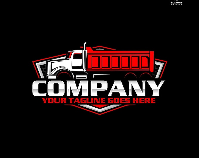Dump Truck Logo: Fully Editable, Tipper Hauling Construction Vector Design