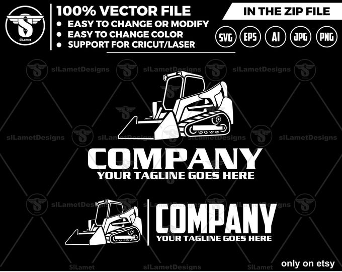 Minimalist Skid Steer Logo - Simple Skid Steer logo - Compact Loader Icon - Clean Construction Equipment logo