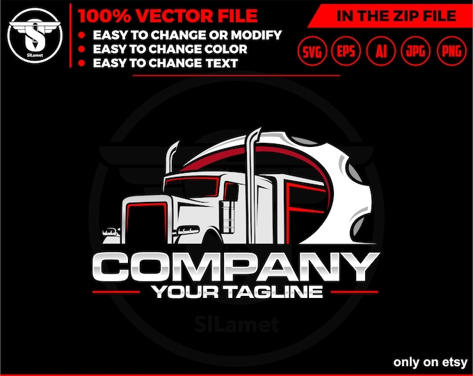 trucking repair logo - trucking service logo - truck trailer repair logo - trucking fix logo