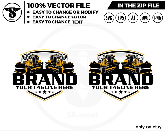 Bulldozer logo - equipment vehicles logo - heavy equipment logo - Bulldozer svg - John Deere Dozer