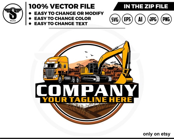 freightliner argosy truck and excavator logo - equipment vehicles logo - heavy equipment svg  logo - australia excavator