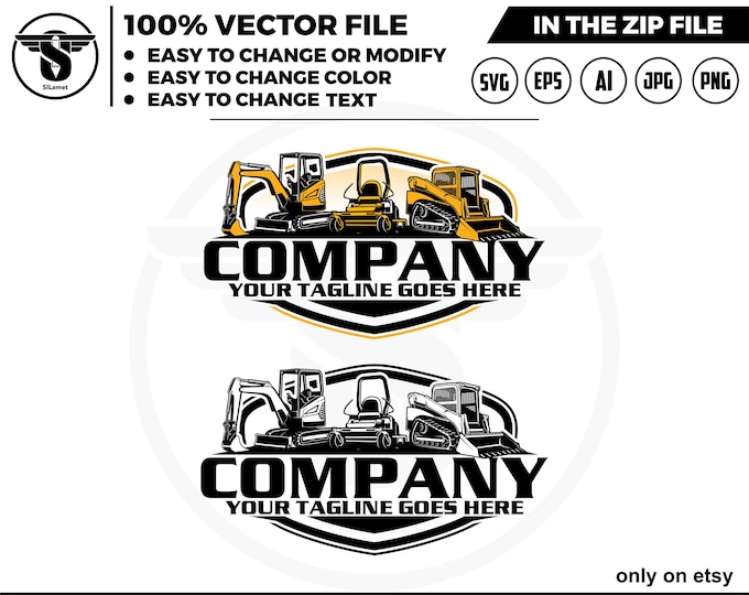 equipment vehicles logo - heavy equipment logo - excavator - skid steer - zero turn mowers - mini excavator