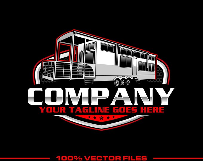 Park Model RV Logo: Fully Editable, Destination Trailer Company Vector Design