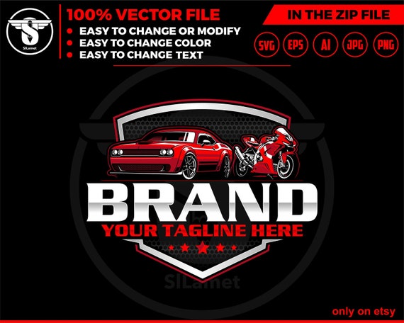 motorbike and car logo, automotive logo, luxury car logo, car logo svg, automotive svg , car logo template, sports motorbike, car dealer