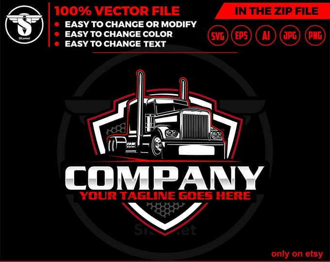 Trucking Company Logo Design: Semi Truck Vector Graphics (Digital Download)