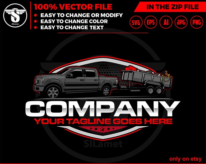 pickup and dump trailer logo, United States pickup and trailer logo - trailer towing logo - towing Company Logo - pickup