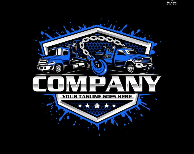 Towing Truck Logo: Editable Vector for Roadside Assistance & Recovery Branding (SVG, EPS, PNG)