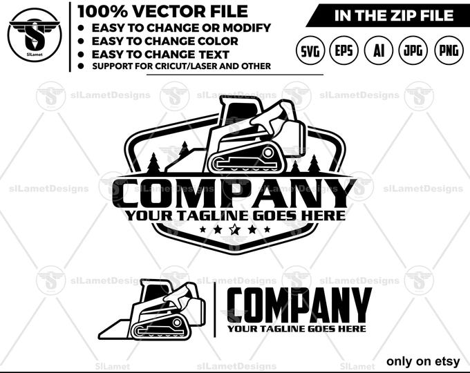 Minimalist Skid Steer Logo - Simple Skid Steer logo - Compact Loader Icon - Clean Construction Equipment logo