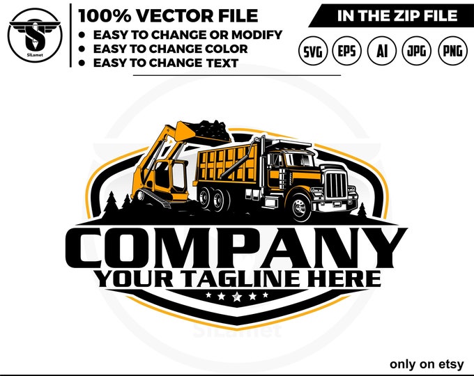 dump truck and skid steer logo - equipment vehicles logo - heavy equipment svg , skid steer svg