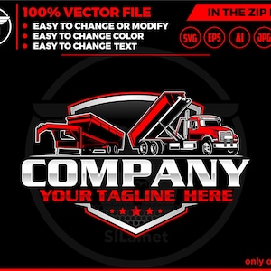 dump truck and dump trailer logo, dump trailer rental logo, truck pickup logo svg, Dumpster Logo , dump rental logo, dump roll off truck