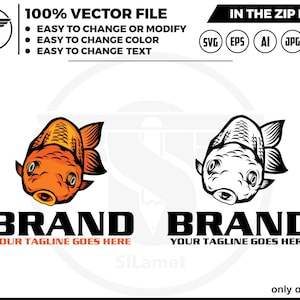goldfish logo - colorful fish vector logo - decorative fish logo - goldfish svg