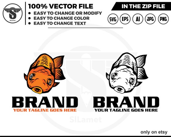 goldfish logo - colorful fish vector logo - decorative fish logo - goldfish svg