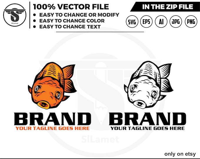 goldfish logo - colorful fish vector logo - decorative fish logo - goldfish svg