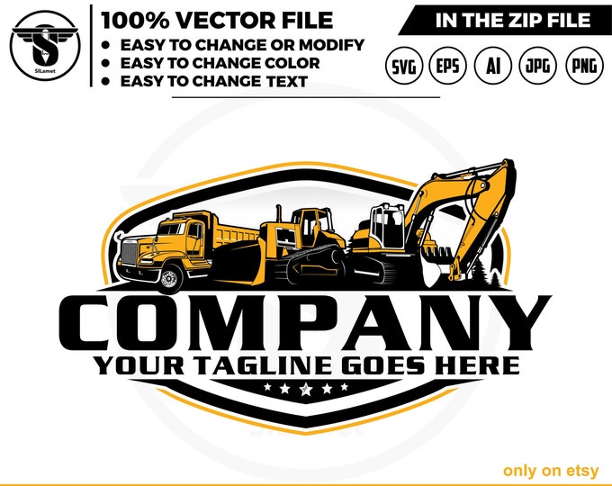equipment vehicles logo, heavy equipment svg, dump truck, excavator, truck logo, Bulldozer svg