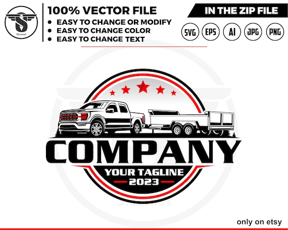 pickup and dump trailer logo, dump trailer rental logo, truck pickup logo svg, Dumpster Logo , dump rental logo, Ford f-150 truck