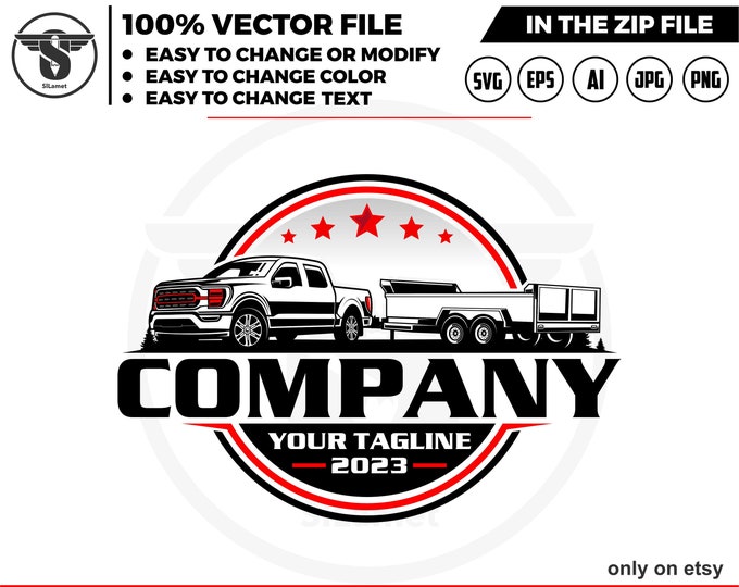 pickup and dump trailer logo, dump trailer rental logo, truck pickup logo svg, Dumpster Logo , dump rental logo, Ford f-150 truck