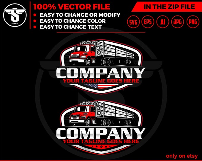america logging truck logo - logging truck logo - truck hauling wood logo