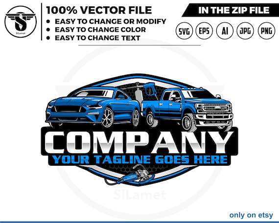 pickup truck and sport car wash - Car wash pickup truck logo template - car wash logo - cleaning car logo - automotive - detailing logo