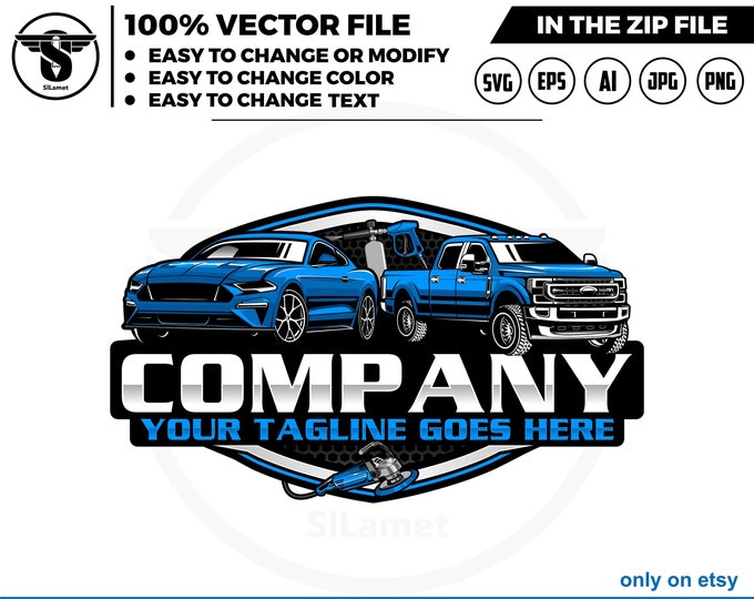 pickup truck and sport car wash - Car wash pickup truck logo template - car wash logo - cleaning car logo - automotive - detailing logo