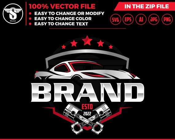 CAR PISTON LOGO, automotive car logo, piston logo, repair car logo, fix car logo, service car logo, race car logo, racing car logo sport car