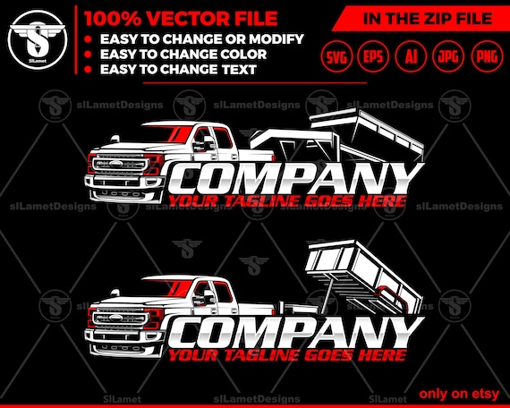 Pickup & gooseneck dump trailers Logo - Pickup Truck Trailer Logo Template - Hauling Equipment Branding - dump trailer logo