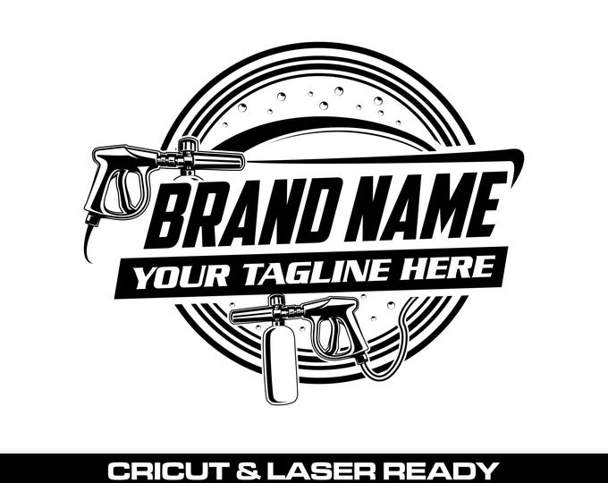 Car Wash Logo: Fully Editable, Auto Detailing Power Washer SVG Vector Design