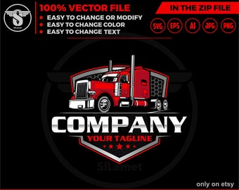 Trucking Company Logo Design: Semi Truck Trailer (Digital Download)
