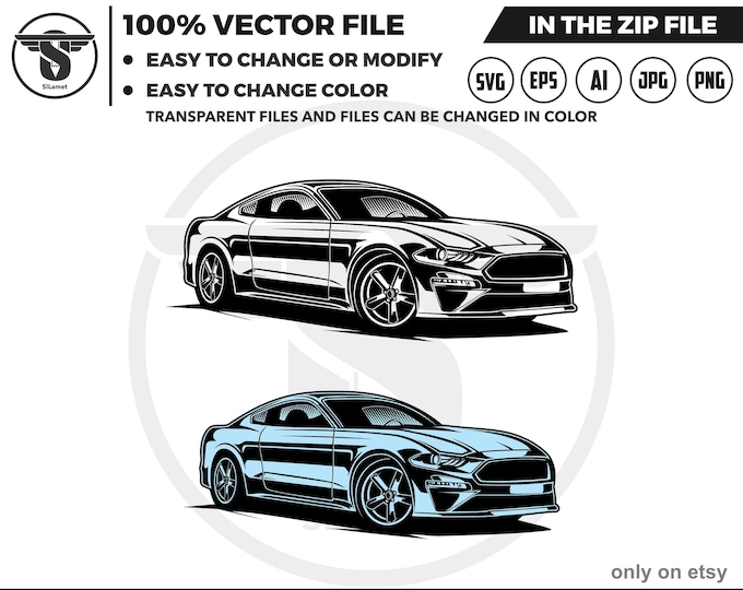 2019 ford mustang svg -  ford mustang silhouette - sport car silhouette - sport car svg - luxury car svg - excotic car svg