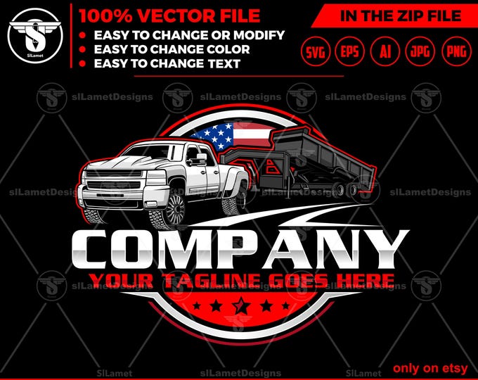 America Pickup & gooseneck dump trailers Logo - Pickup Truck Trailer Logo Template - Hauling Equipment - dump trailer logo - 3500 HD 2008