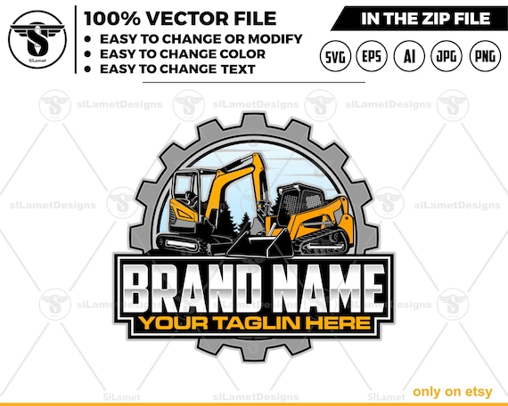 skid steer and mini excavator repair logo - heavy equipment repair logo -  heavy equipment services logo