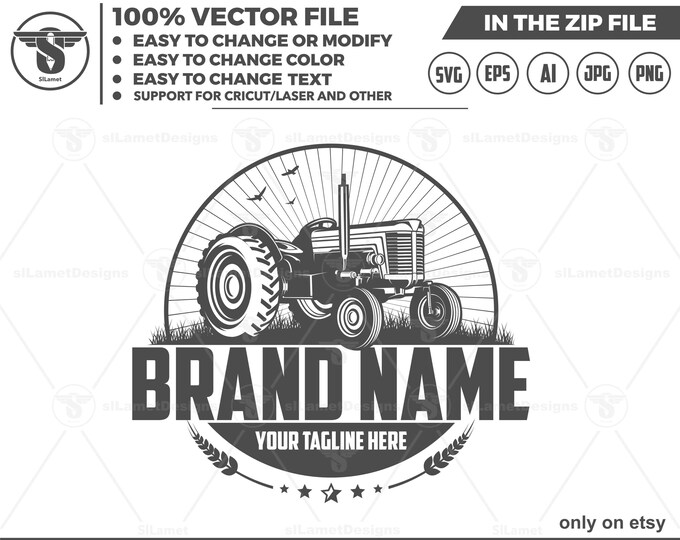 vintage tractor silhouette logo - tractor vintage logo - old tractor logo,  tractor for Cricut, tractor Vector logo