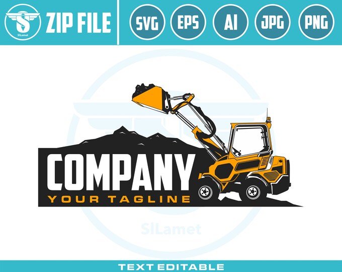 Skid steer loader logo, skid steer bulldozer logo, skid steer svg, Bulldozer logo SVG, Heavy Equipment logo Svg, Bulldozer svg, Wheel Loader