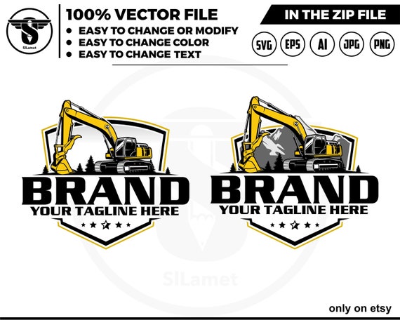 Deere excavator logo - digging logo - earth digging logo - excavator svg - Heavy Equipment logo, Construction Logo