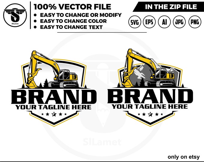 Deere excavator logo - digging logo - earth digging logo - excavator svg - Heavy Equipment logo, Construction Logo