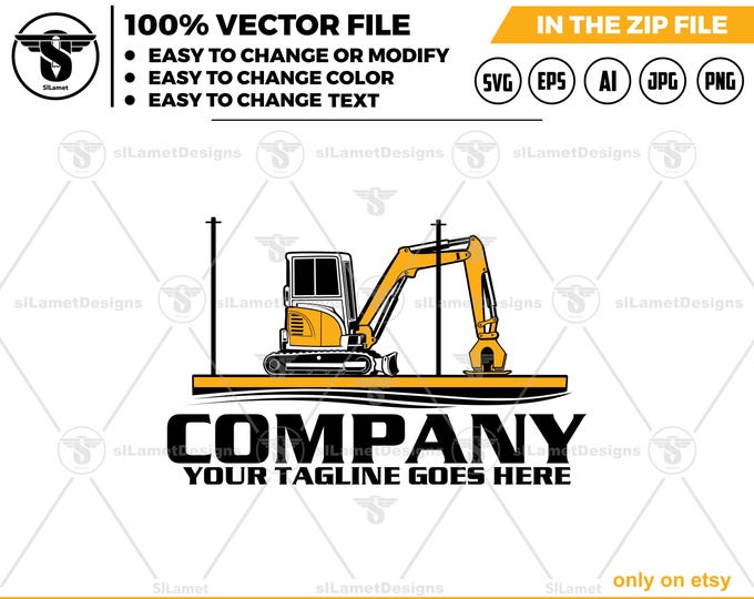 Mini Excavator Logo :Excavating and marine logo