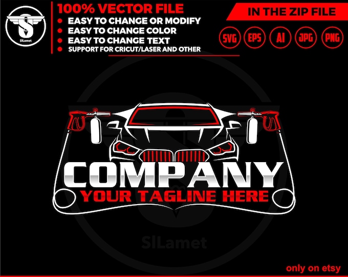 car wash logo template - auto detailing - car logo template - Car Detailing Services logo - car clean logo - auto detailing logo SVG - auto
