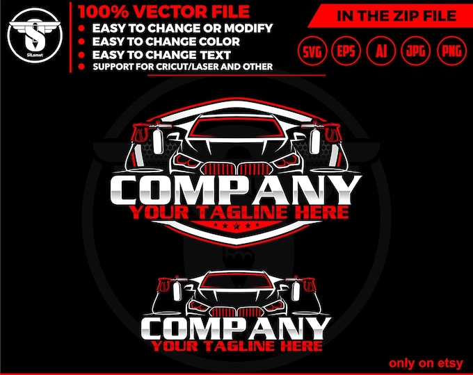 car wash logo template - auto detailing - car logo template - Car Detailing Services logo - car clean logo - auto detailing logo SVG - auto