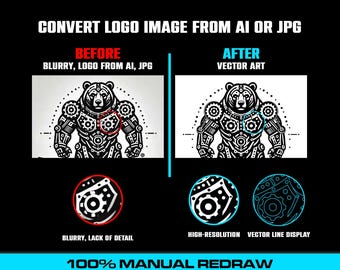Convert AI Generated Logo to Vector: Redraw & Vectorize JPG png to SVG eps pdf