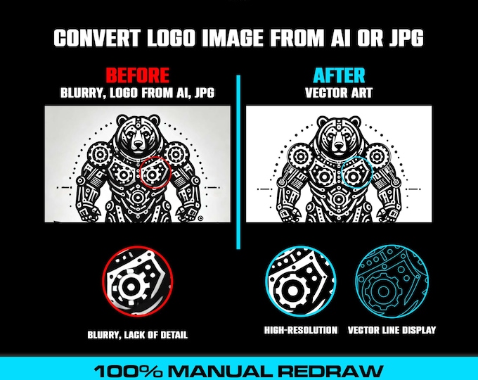 Convert AI Generated Logo to Vector: Redraw & Vectorize JPG png to SVG eps pdf