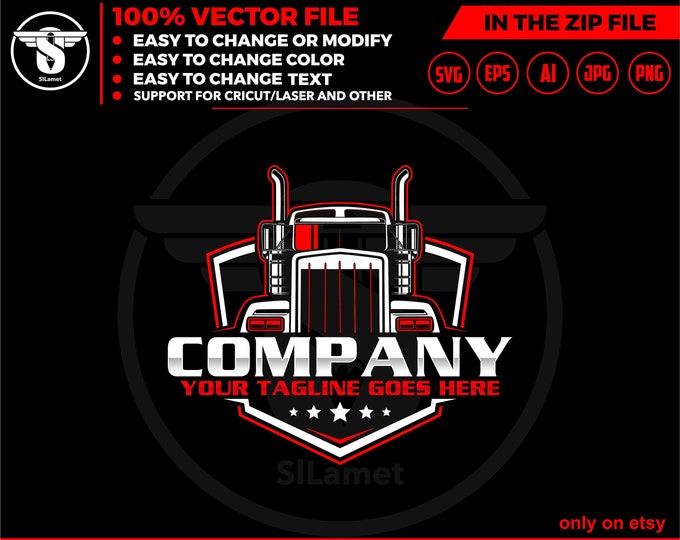 Trucking Company Logo Design: Semi Truck Vector Graphics (Digital Download)
