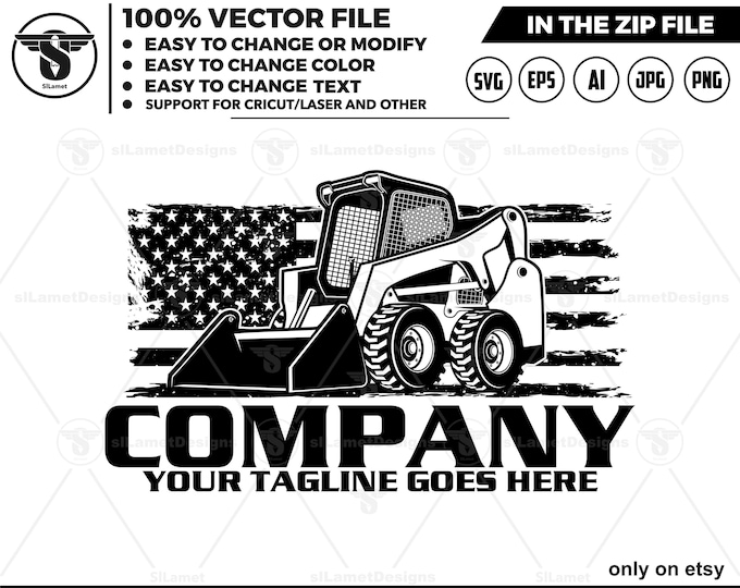 america skid steer wheel loader logo , Skid steer loader logo, USA skid steer Wheel logo, United States skid steer svg, Wheel Loader
